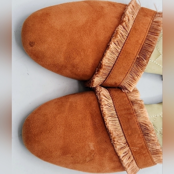 Birdies Ani Slide Coral Pink Fringed Mule Suede Leather Flat Size 8 - Picture 8 of 16